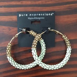 Teal & Faux Gold Hoops